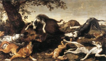 Animal Painting - Caza del jabalí Frans Snyders perro